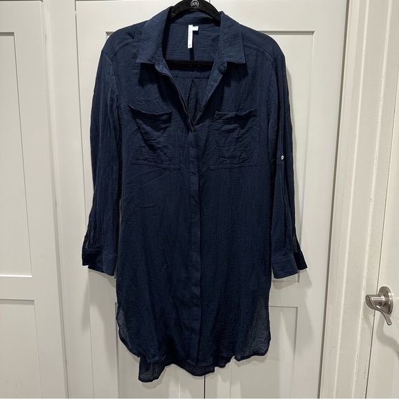 Seafolly Crinkle Twill Beach Shirt - Indigo Size Extra Small - Picture 5 of 7